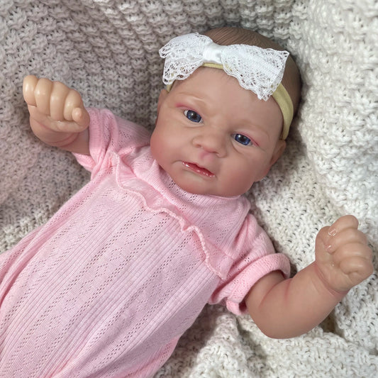 17Inch Painted Reborn Baby Doll Elijah Lifelike Newborn Doll Handmade Painted Hair 3D Skin Tone Visible Veins Gift for Girls