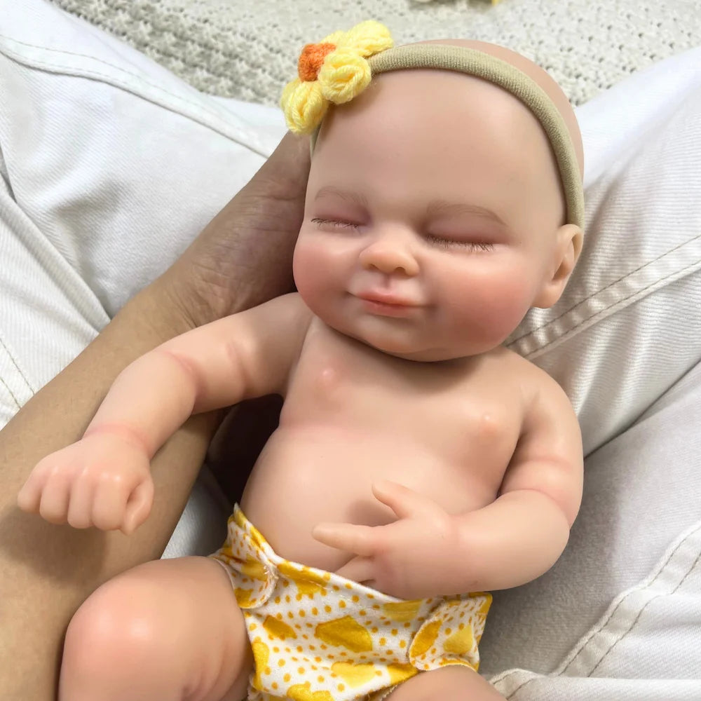 13.5 Inch Chubby Hayley Mini Reborn Full Body Silicone Reborn Baby Doll Girl Soft Solid Silicone Doll Birthday Christmas Gift