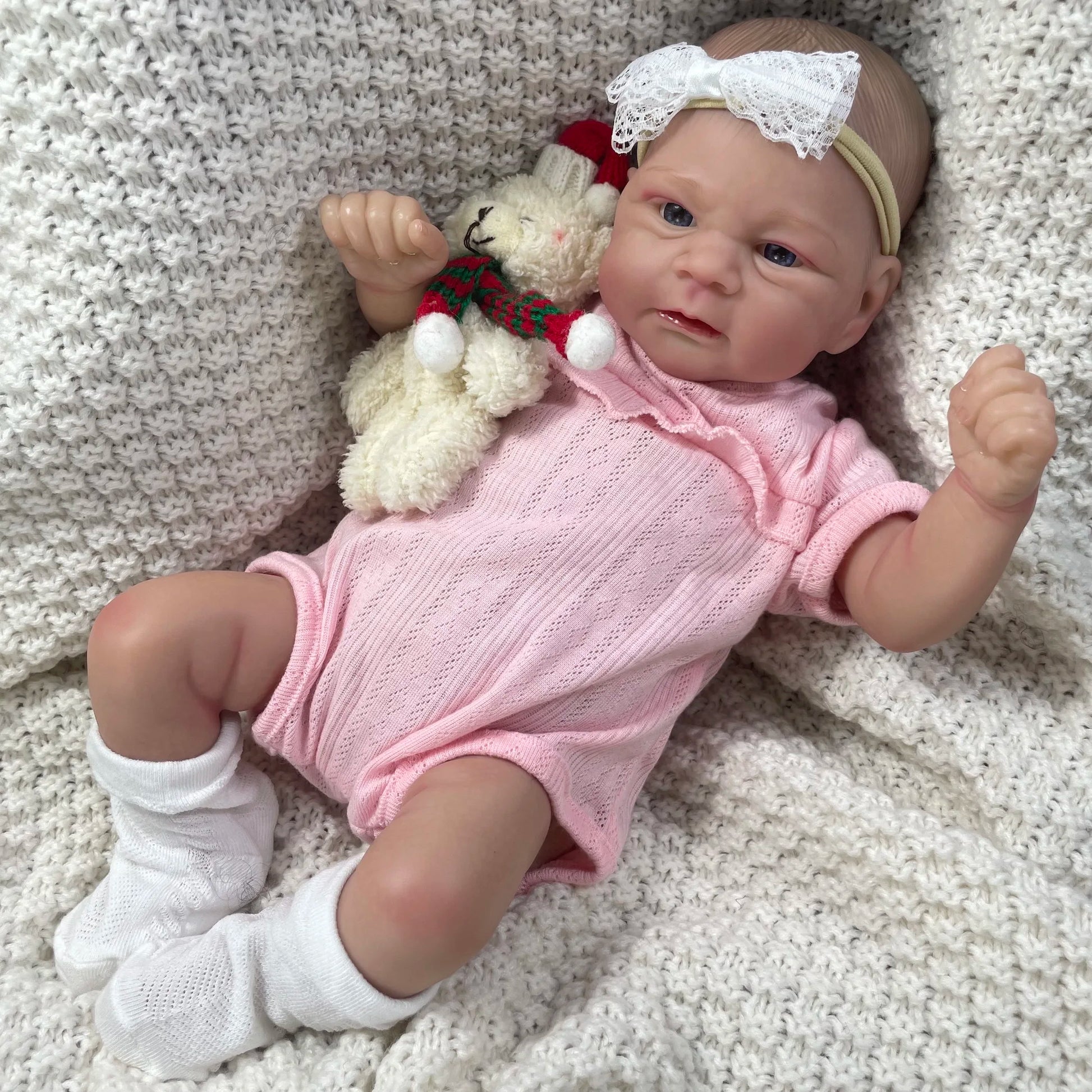 17Inch Painted Reborn Baby Doll Elijah Lifelike Newborn Doll Handmade Painted Hair 3D Skin Tone Visible Veins Gift for Girls