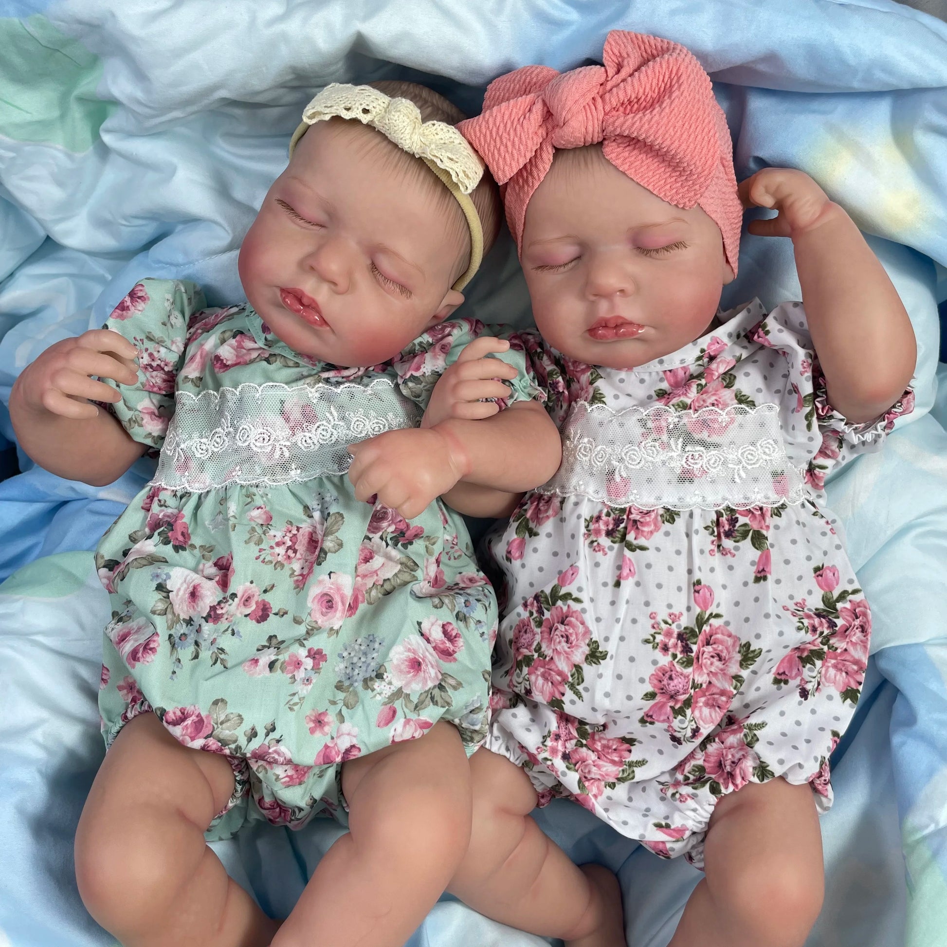 50CM Finished Reborn Baby Dolls Loulou Twins Girl Lifelike Silicone Vinyl Newborn 3D Skin Visible Veins DIY Toys for Girls