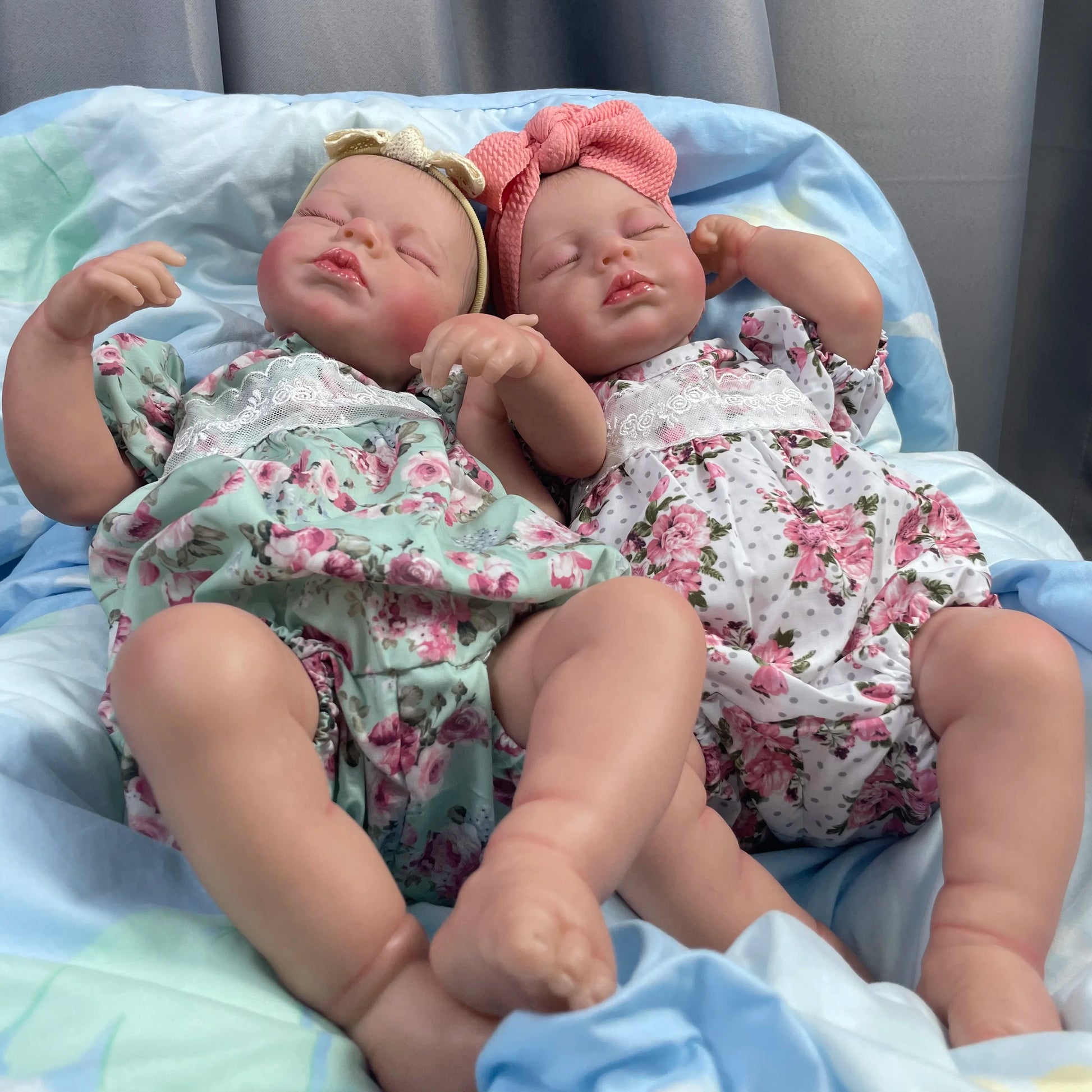 50CM Finished Reborn Baby Dolls Loulou Twins Girl Lifelike Silicone Vinyl Newborn 3D Skin Visible Veins DIY Toys for Girls