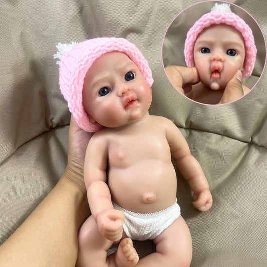 13 inch Mini Solid Silicone Reborn Baby Doll – Tina, Washable Body
