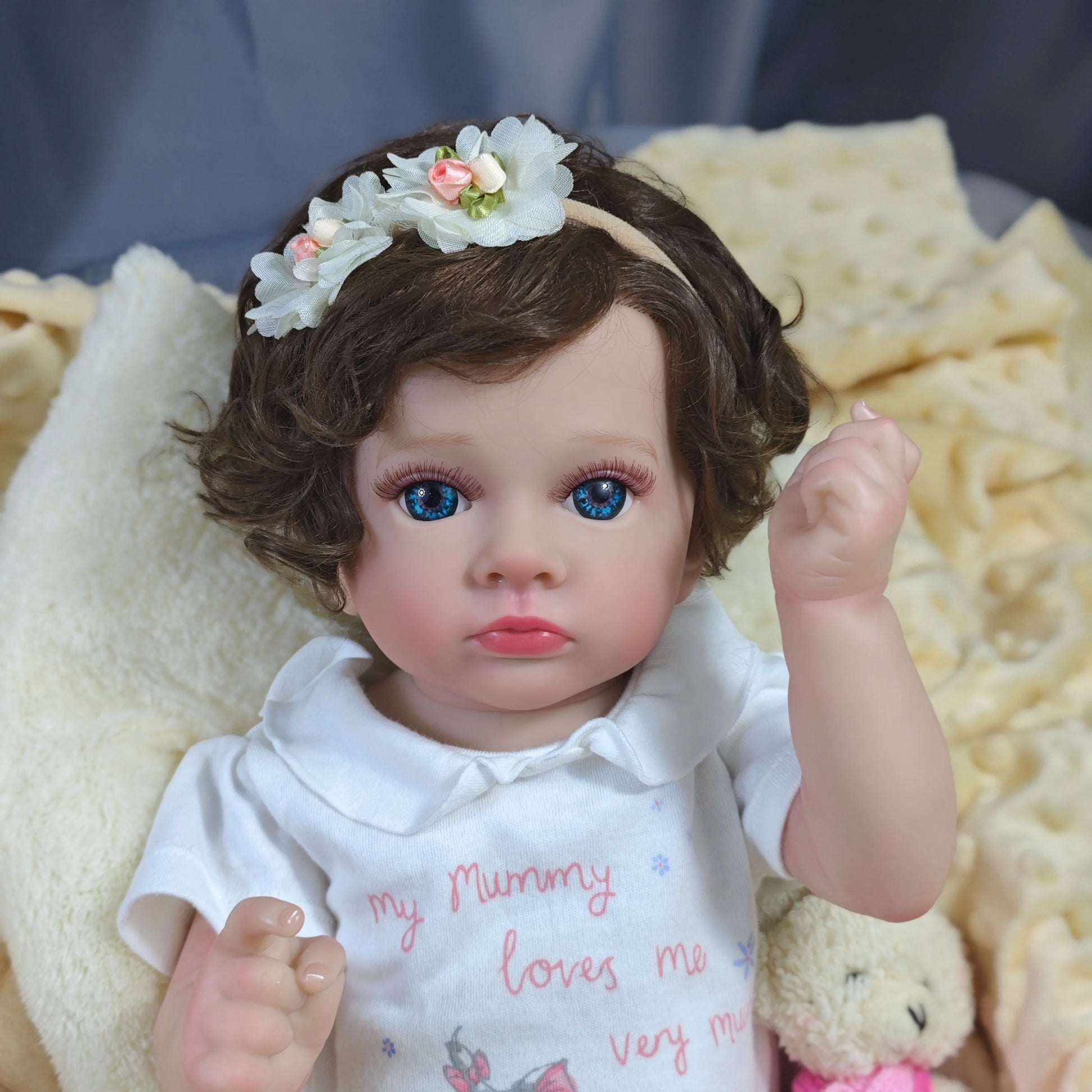 53CM Full Body Vinyl Girl Waterproof Reborn Doll Tutti Face Hand-Detailed Painting with Visible Veins Lifelike 3D Skin Tone Gift
