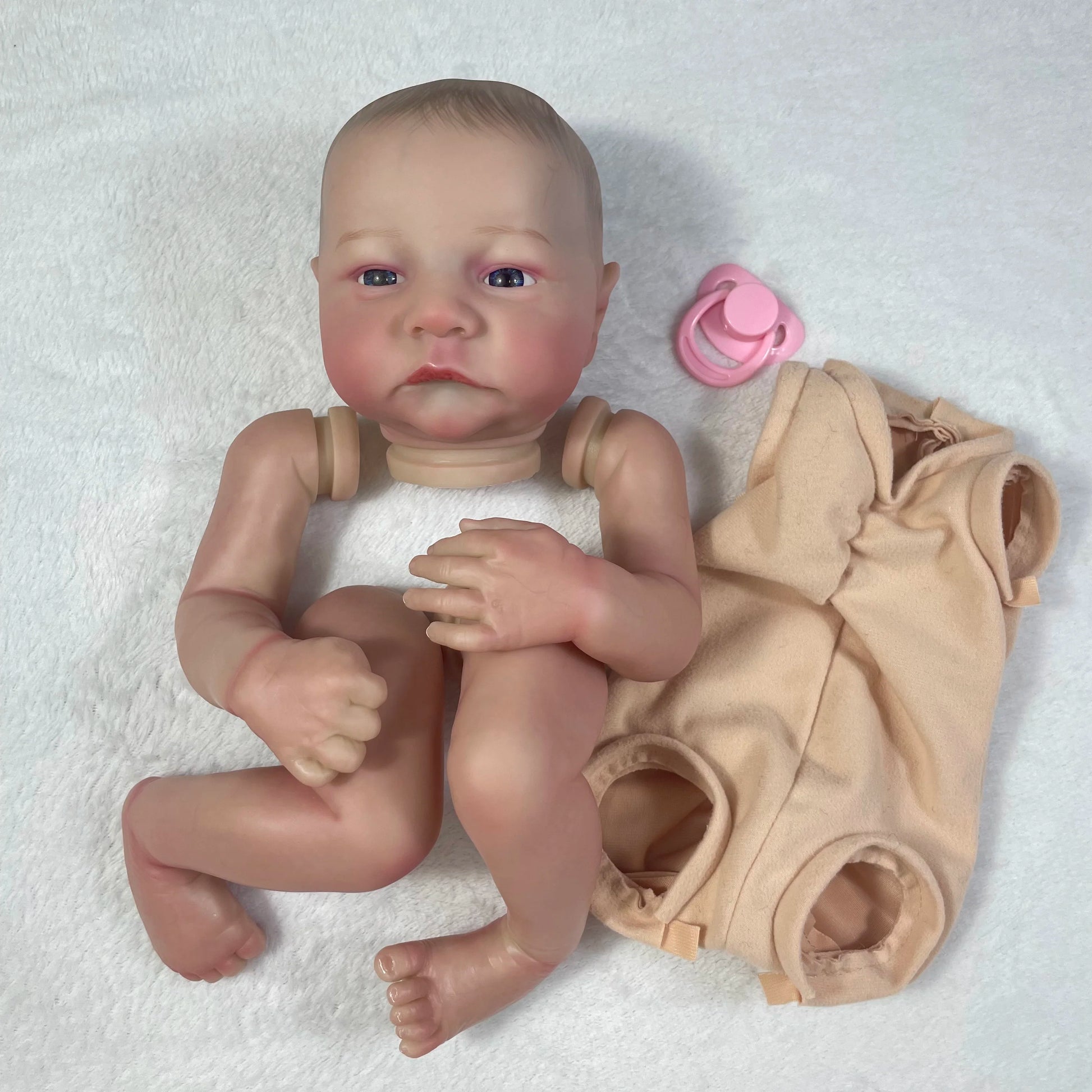 19-Inch Pre-Painted Levi Awake Reborn Doll Parts - Realistic 3D Painting with Visible Veins and Cloth Body Included