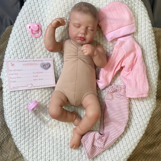 20 Inch Lifelike Painted Reborn Baby Dolls Loulou 3D Skin Lifelike Baby Girl Vinyl Newborn Dolls Toy Figure Christmas Gift