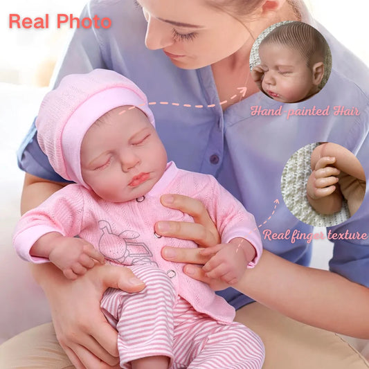 20 Inch Lifelike Painted Reborn Baby Dolls Loulou 3D Skin Lifelike Baby Girl Vinyl Newborn Dolls Toy Figure Christmas Gift