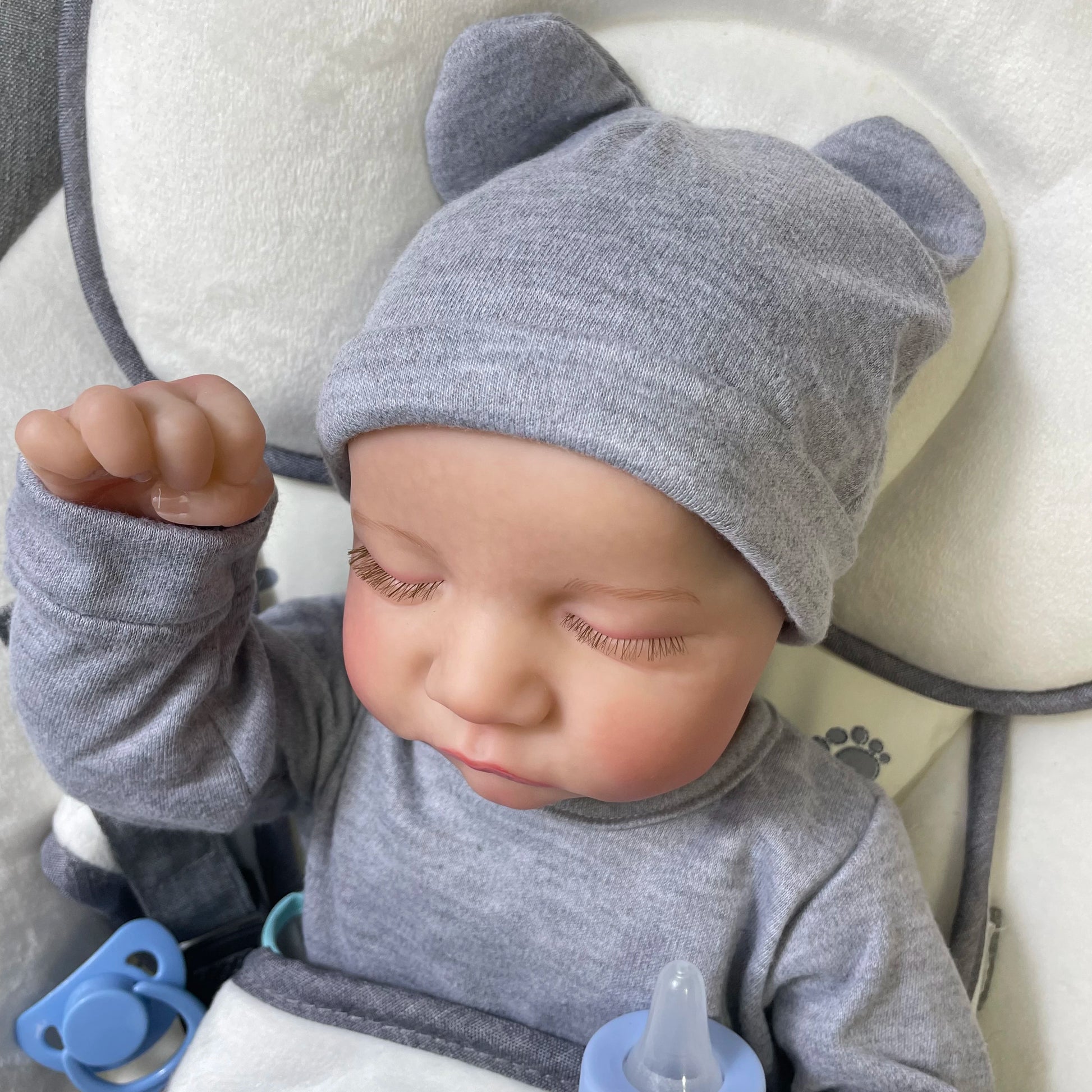 46CM Reborn Baby Doll Levi Mixed Silicone Vinyl or Cloth Doll Finished 3D Painted Skin Veins Art Collection Doll Gift for Girls