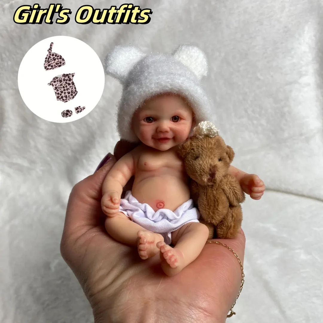 14-15Cm Cuddly Mini Palm Silicone Bebe Reborn Girl & Boy Flexible Soft Touch Can Washable Lifelike Reborn Silicone Doll