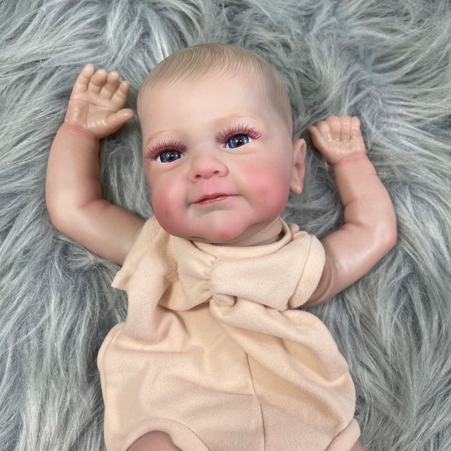 18 inch Finished Reborn Baby Doll – Sanya, Painted Vinyl with 3D Skin and Cloth Body