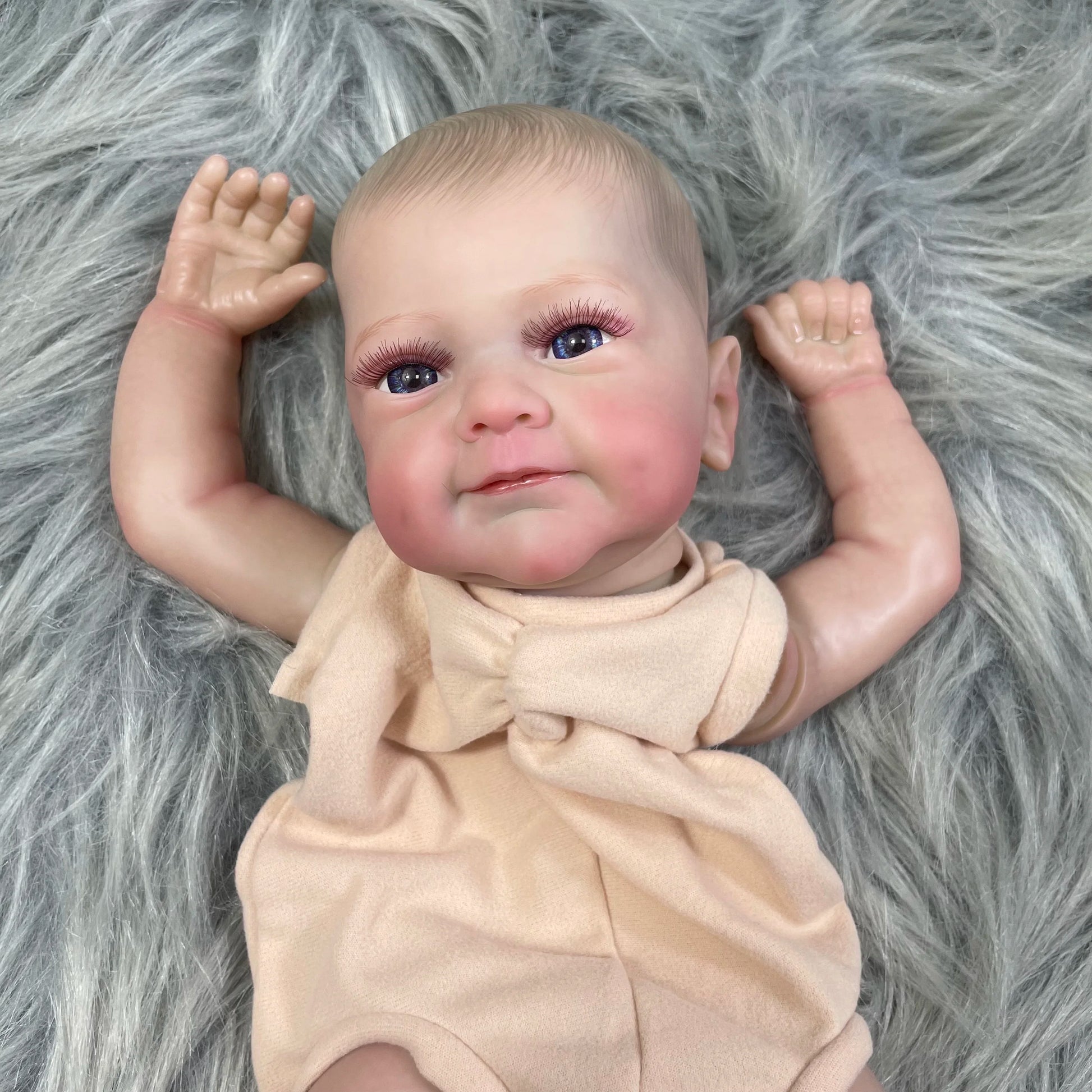 18 inch Finished Reborn Baby Doll – Sanya, Painted Vinyl with 3D Skin and Cloth Body