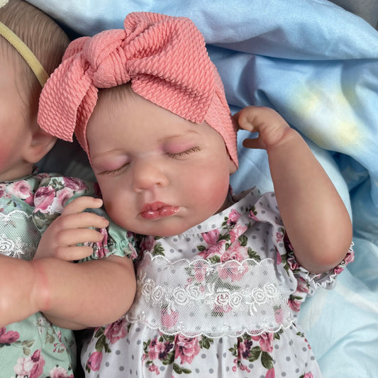 50CM Finished Reborn Baby Dolls Loulou Twins Girl Lifelike Silicone Vinyl Newborn 3D Skin Visible Veins DIY Toys for Girls