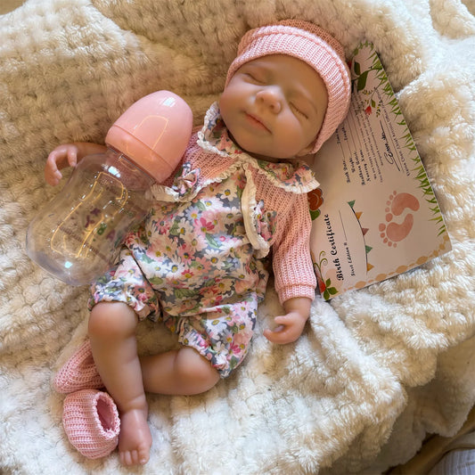 Open Mouth 33Cm Pascale Full Body Silicone Reborn Girl Doll with Painted Skin Washable Soft Touch Newborn Girl Silicone Doll