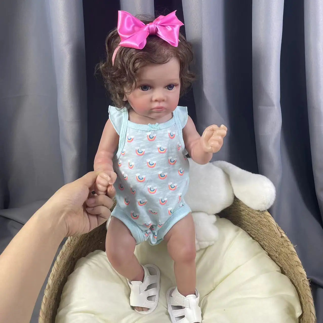 53CM Full Body Vinyl Girl Waterproof Reborn Doll Tutti Face Hand-Detailed Painting with Visible Veins Lifelike 3D Skin Tone Gift
