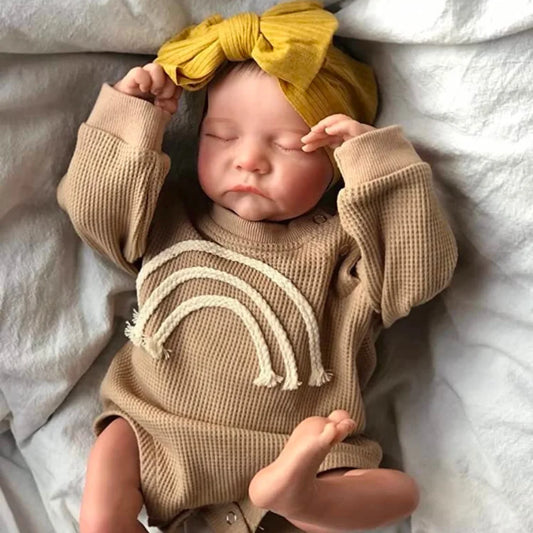 17-Inch Levi Reborn Baby Doll - Finished Sleeping Vinyl Newborn with 3D Skin and Visible Veins - Collectible Art Doll