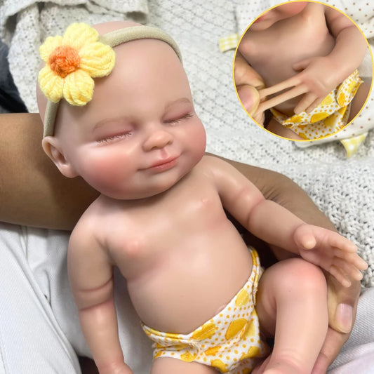 13.5 Inch Chubby Hayley Mini Reborn Full Body Silicone Reborn Baby Doll Girl Soft Solid Silicone Doll Birthday Christmas Gift