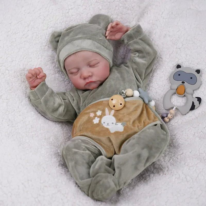 46CM Reborn Baby Doll Levi Mixed Silicone Vinyl or Cloth Doll Finished 3D Painted Skin Veins Art Collection Doll Gift for Girls