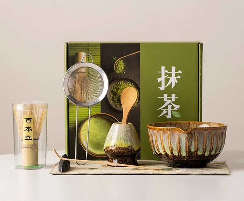 Matcha Tea Set, Japanese, 8-Piece Complete Kit, Kiln Change Ceramic Bowl
