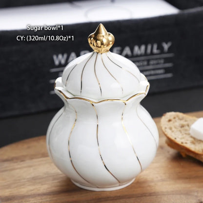 Bone China Tea & Coffee Set, European, Gold Inlay, Teapot, Cups