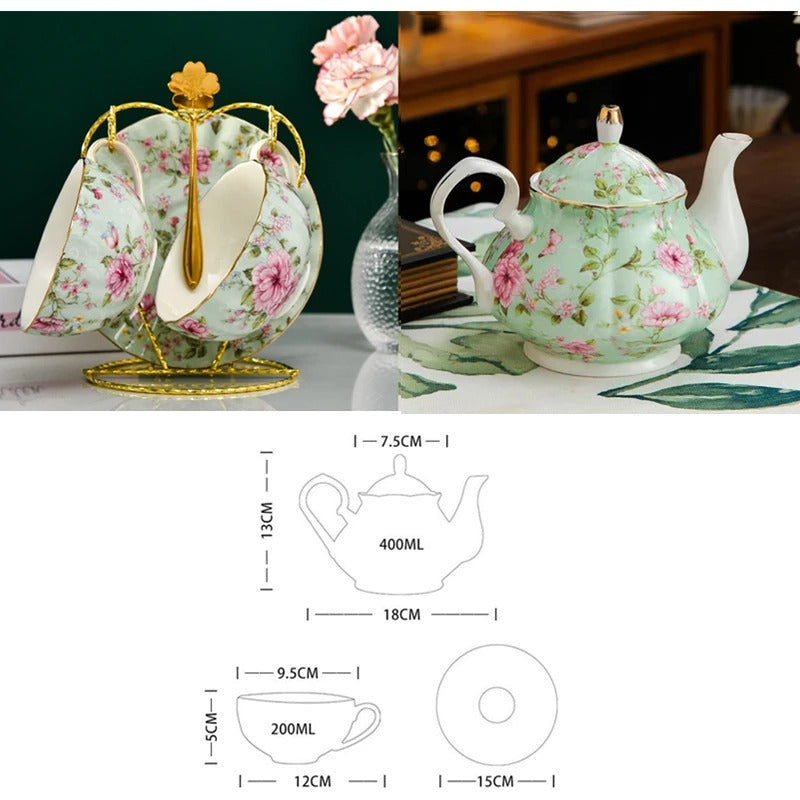Afternoon Tea Set, Classic English, Porcelain, Teapot, Cups