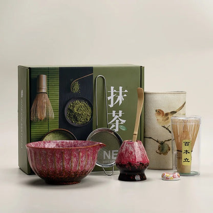Matcha Tea Set, Japanese, 8-Piece Complete Kit, Kiln Change Ceramic Bowl