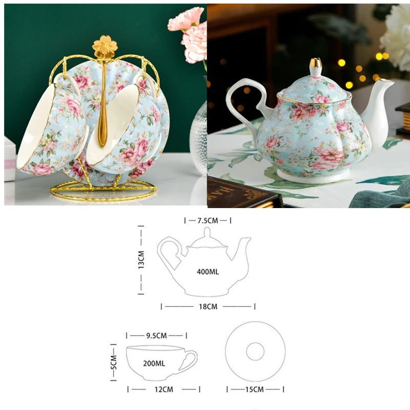 Afternoon Tea Set, Classic English, Porcelain, Teapot, Cups