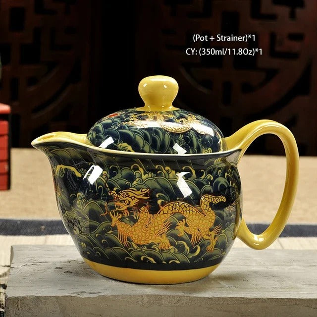 Kung Fu Teapot, Ceramic Puer, 350ml, Chinese Retro Style
