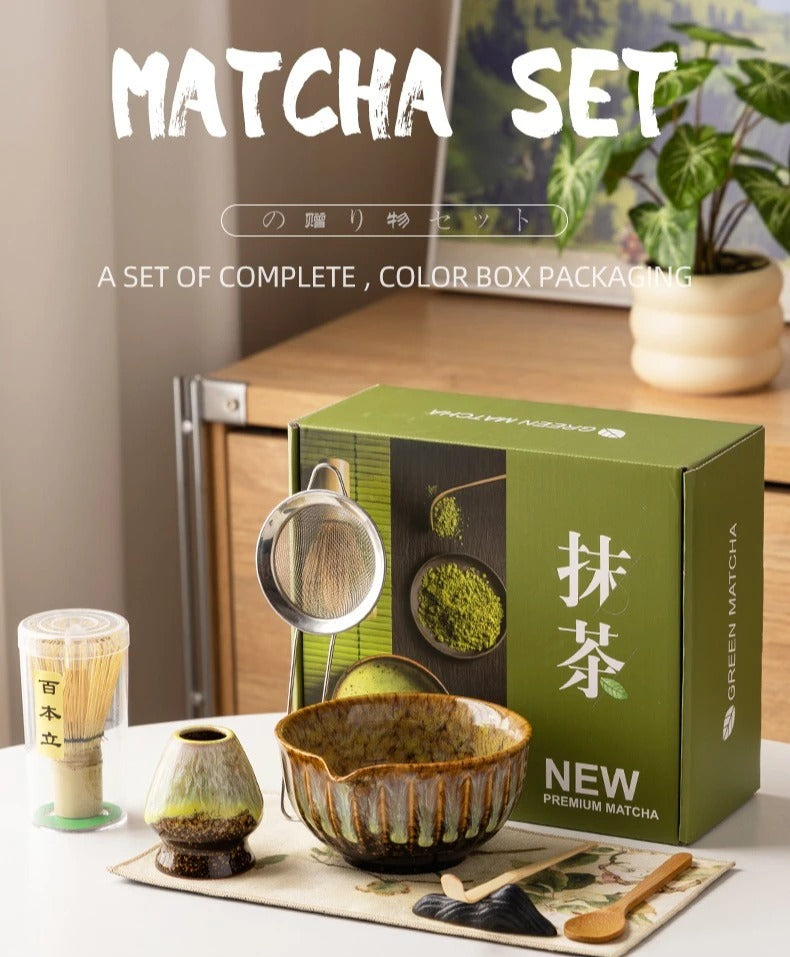 Matcha Tea Set, Japanese, 8-Piece Complete Kit, Kiln Change Ceramic Bowl