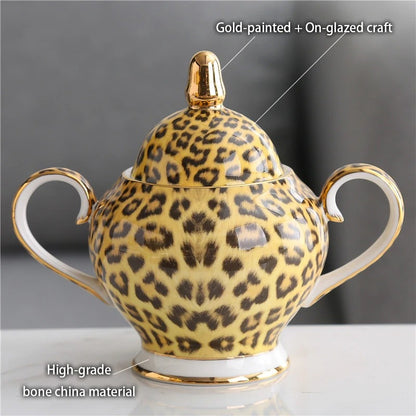 Bone China Tea & Coffee Set, Leopard Print, Porcelain, Teapot, Cups