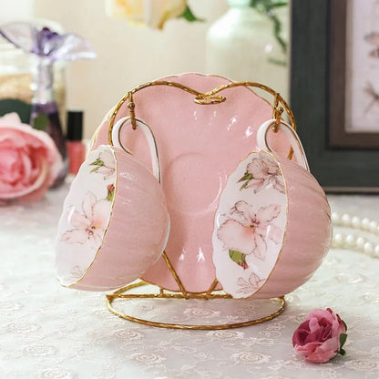 Porcelain Tea Set, Pink, 200ml, English Afternoon Tea Cup